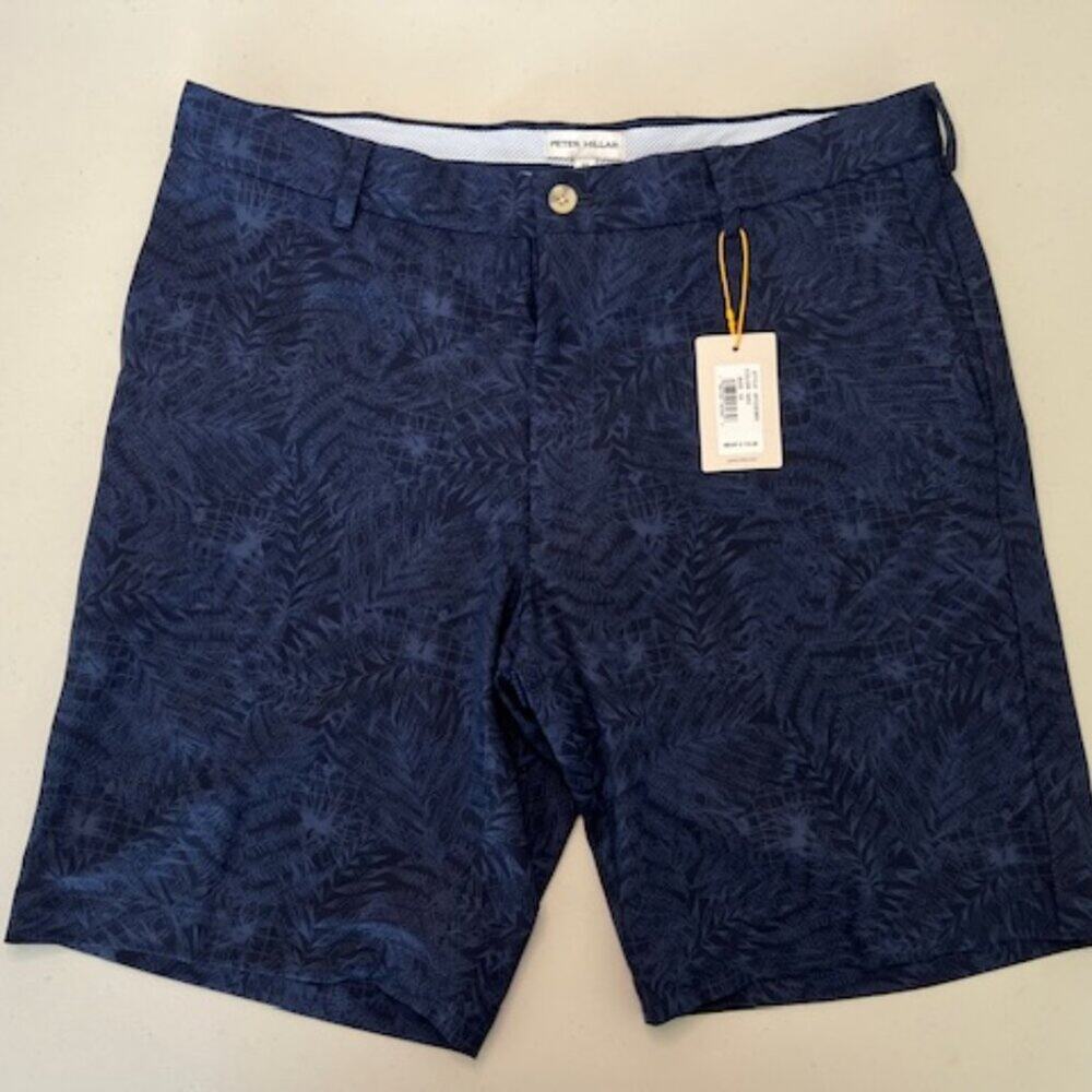 Peter Millar Crown Sport Performance Golf Shorts Size 33 Navy Blue NWT $100
